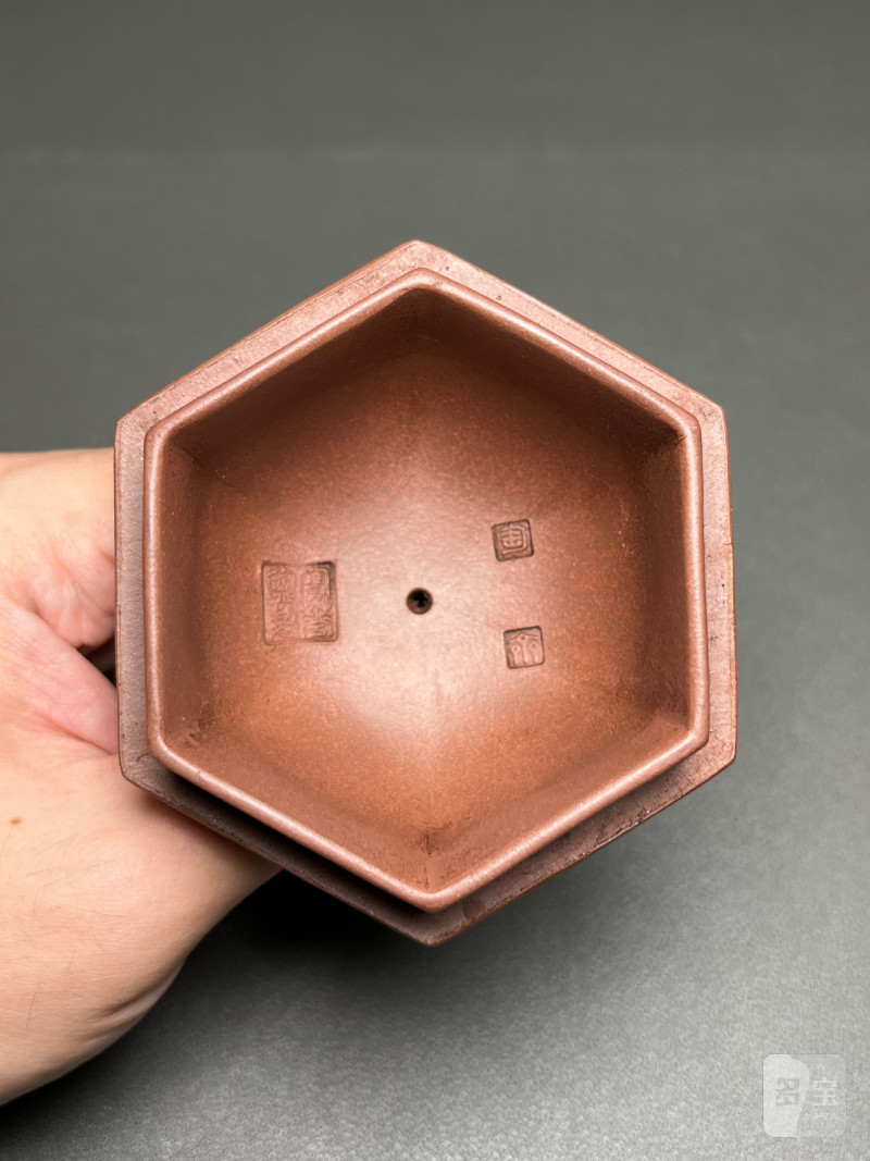 清末 紫泥六方提梁壶 - 图21